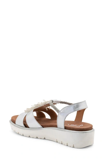 Ara Bristol Platform Sandal In Silver Metallic Leather