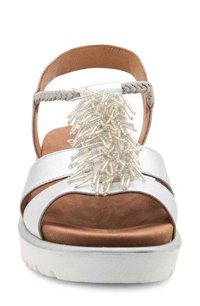 Ara Bristol Platform Sandal In Silver Metallic Leather