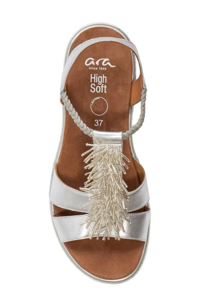 Ara Bristol Platform Sandal In Silver Metallic Leather