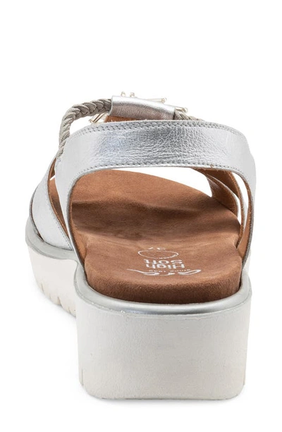 Ara Bristol Platform Sandal In Silver Metallic Leather
