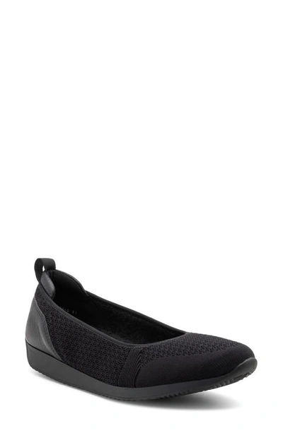 Shop Ara Perth Sport Mixed Media Ballet Flat In Black Woven Stretch