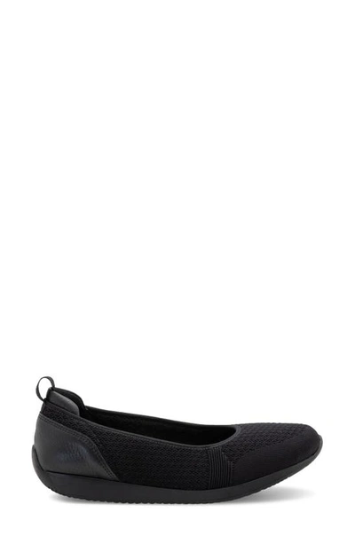 Ara Perth Sport Mixed Media Ballet Flat In Black Woven Stretch
