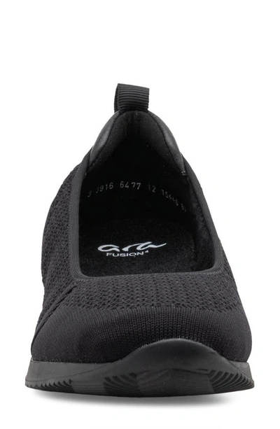 Ara Perth Sport Mixed Media Ballet Flat In Black Woven Stretch