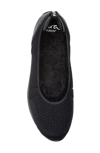 Ara Perth Sport Mixed Media Ballet Flat In Black Woven Stretch