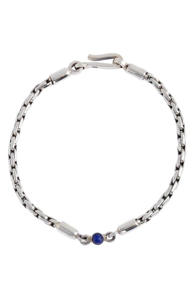 Shop Caputo & Co Lapis Lazuli Anyaman Chain Bracelet In Silver/ Lapis Lazuli