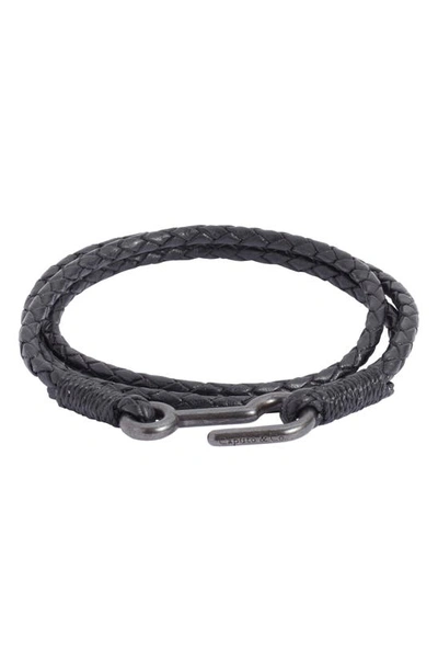 Shop Caputo & Co Braided Leather Wrap Bracelet In Black