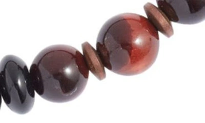 Caputo & Co Evil Eye Bead Bracelet In Red Tiger Eye