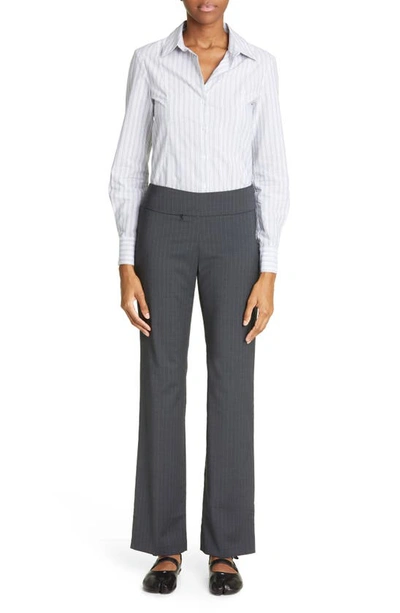 Paloma Wool Saba Pinstripe Low Rise Straight Leg Pants In Dark Grey
