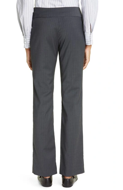 Paloma Wool Saba Pinstripe Low Rise Straight Leg Pants In Dark Grey