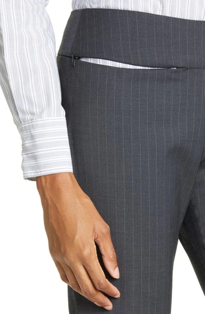 Paloma Wool Saba Pinstripe Low Rise Straight Leg Pants In Dark Grey