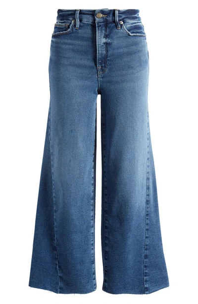 Shop Good American Good Waist High Waist Crop Palazzo Jeans In Indigo394