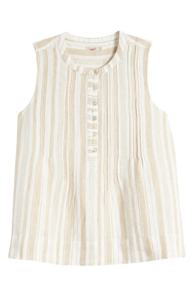 Shop Faherty Isha Pintuck Pleat Linen Tank In Natural Bombay Stripe