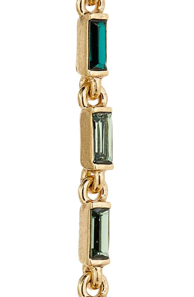 Shop Oscar De La Renta Baguette Crystal Linear Drop Earrings In Emerald Multi