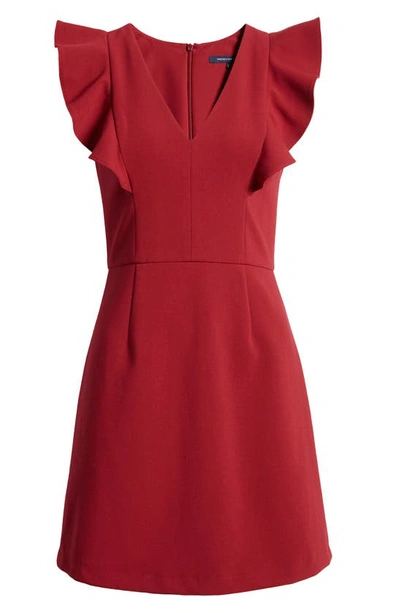French Connection Whisper Ruffle Minidress In Berry Red
