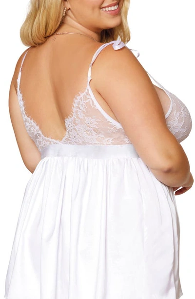 Shop Dreamgirl Lace Trim Babydoll Chemise & G-string Thong In White