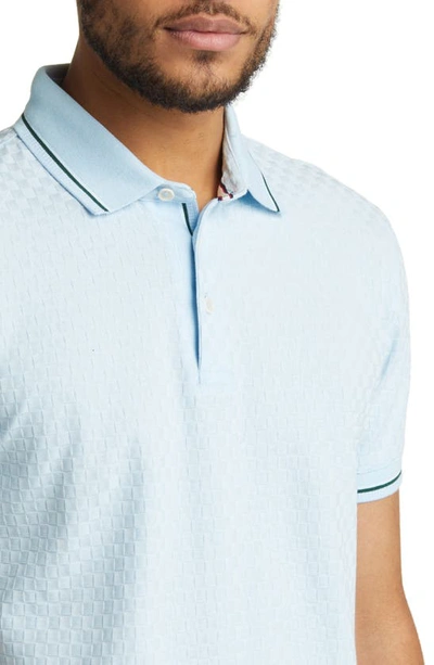 Shop Ted Baker Palos Regular Fit Textured Cotton Knit Polo In Pale Blue