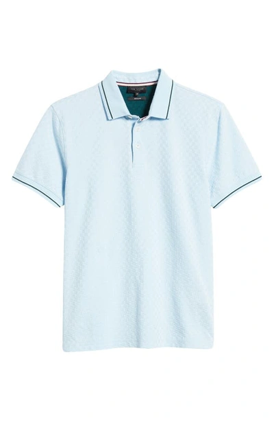 Shop Ted Baker Palos Regular Fit Textured Cotton Knit Polo In Pale Blue