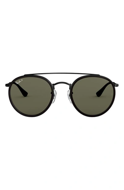 Shop Ray Ban 51mm Polarized Round Sunglasses In Black/ Polar