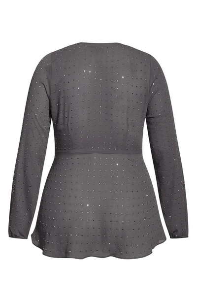 Shop City Chic Bling Flirt Embellished Wrap Blouse In Night Sky