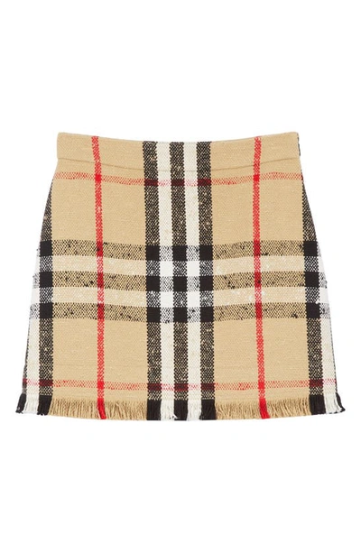 Shop Burberry Catia Raw Edge Check Tweed Skirt In Archive Beige Ip Chk