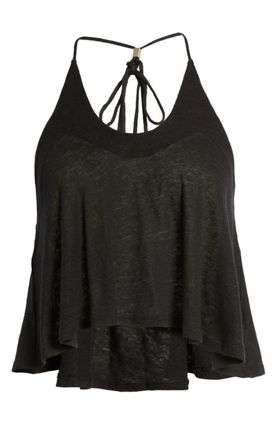 Shop Free People Long Weekend Knit Halter Tank In Black