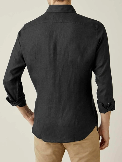 Shop Luca Faloni Black Portofino Linen Shirt