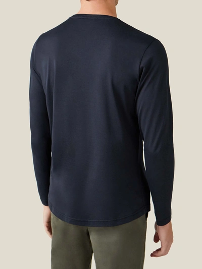 Shop Luca Faloni Black Long-sleeved Silk-cotton T-shirt