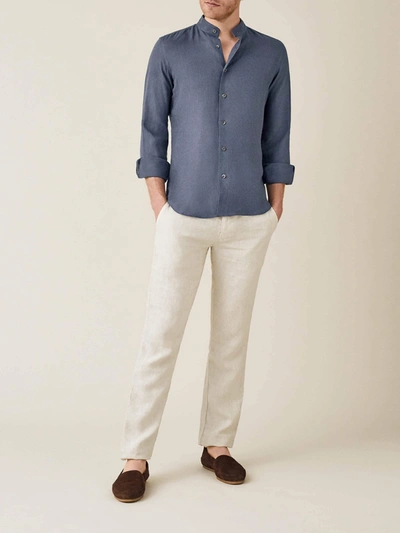 Shop Luca Faloni Payne's Grey Versilia Linen Shirt