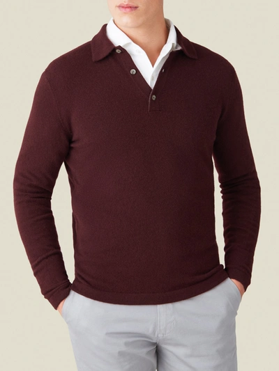 Shop Luca Faloni Lava Red Pure Cashmere Polo Sweater
