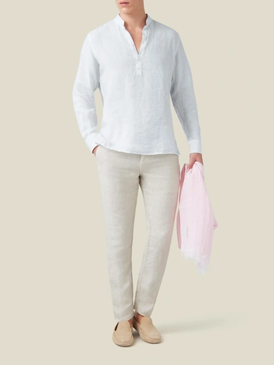 Shop Luca Faloni Thin Striped Forte Linen Shirt In White