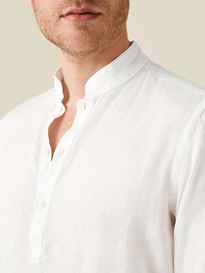 Shop Luca Faloni White Forte Linen Shirt