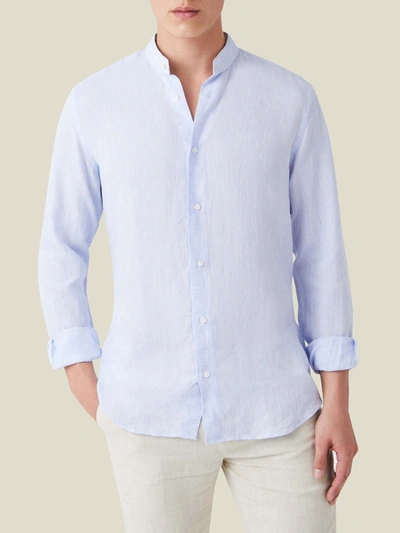 Shop Luca Faloni Sky Blue Versilia Linen Shirt In Light Blue
