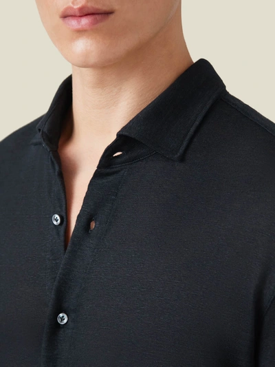 Shop Luca Faloni Black Linen Jersey Shirt