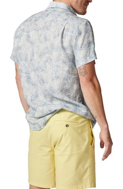 Shop Rodd & Gunn Walton Pineapple Print Short Sleeve Linen Button-up Shirt In Chambray