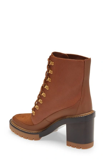 Shop Tory Burch Miller Mixed Materials Lug Sole Boot In Toasted Caramel