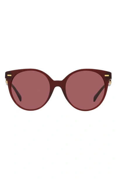 Shop Versace 55mm Round Sunglasses In Opal Red