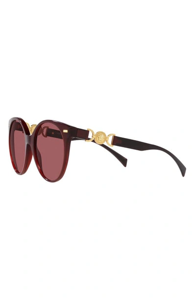 Shop Versace 55mm Round Sunglasses In Opal Red