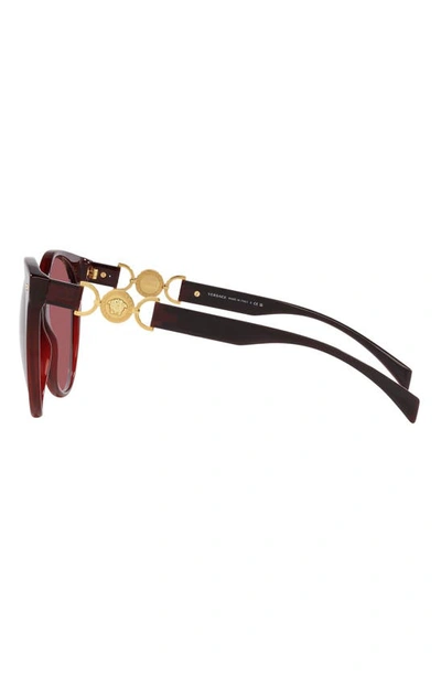 Shop Versace 55mm Round Sunglasses In Opal Red