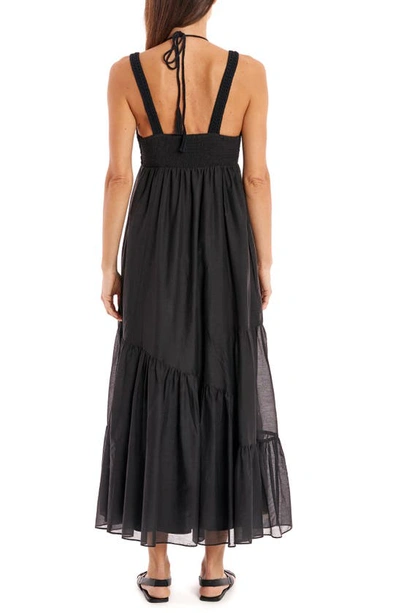 Shop La Ligne Crochet Bodice Cotton & Silk Sundress In Black