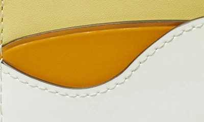 Shop Tory Burch Robinson Colorblock Spazzolato Leather Card Case In Optic White / Carambola