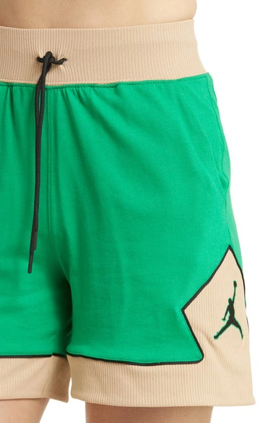 Shop Jordan Diamond Shorts In Lucky Green/ Desert/ Black