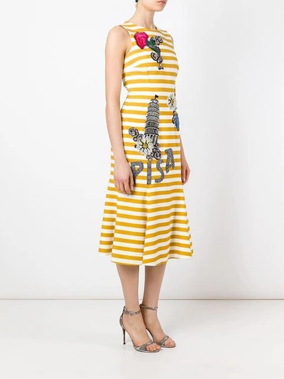 Shop Dolce & Gabbana Embellished Striped Dress