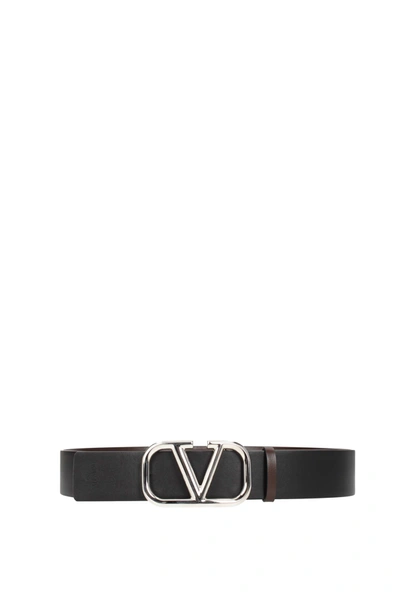 Shop Valentino Regular Belts Leather Brown Black