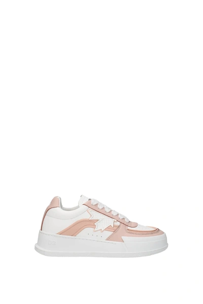 Shop Dsquared2 Sneakers Canadian Leather Nude Pink In White