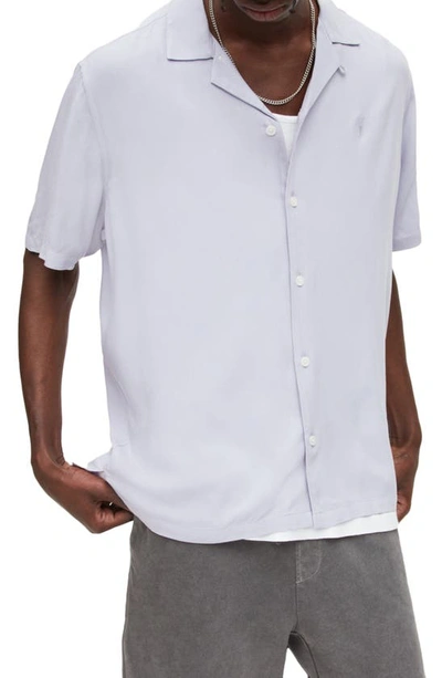 Shop Allsaints Venice Relaxed Fit Short Sleeve Button-up Camp Shirt In Bleached Lilac
