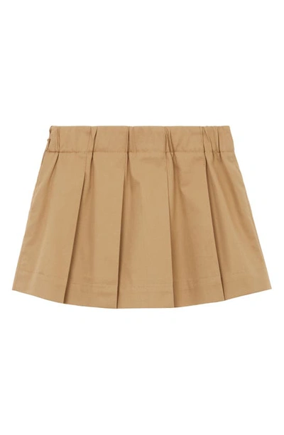 Shop Burberry Kids' Gabrielle Embroidered Ekd Pleated Skirt In Archive Beige