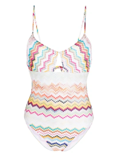 Shop Missoni Sport One-piece Swimsuit With Cut-out Detail In Multicolour