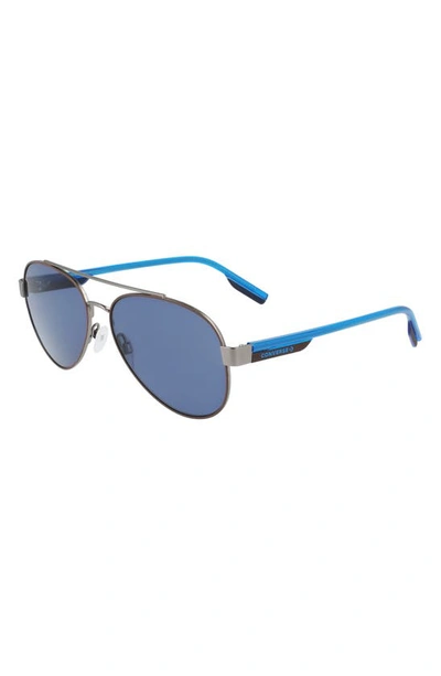 Shop Converse Disrupt 58mm Aviator Sunglasses In Matte Dark Root/ Blue