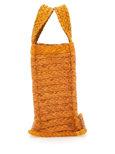 Shop Patou Jp Tote Small Raffia Bag In Orange