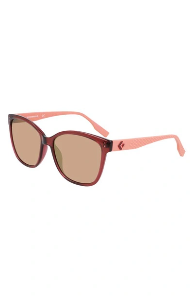 Shop Converse Force 56mm Sunglasses In Crystal Deep Bordeaux